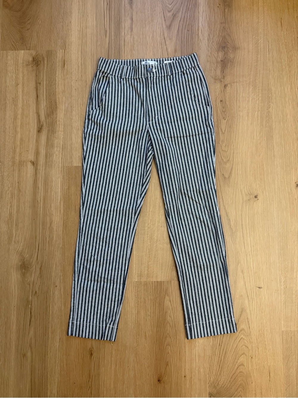 Hollister Black & White Vertical Stripe High-Rise Pants